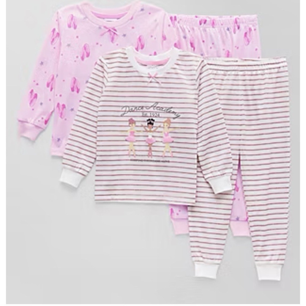 Dream Big Peace Out Toddler Girls Crew Neck Long Sleeve 4-pc. Pajama Sets